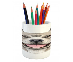 Terrier Realistic Sketch Pencil Pen Holder