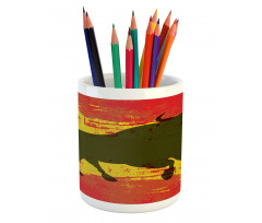 Bull Silhouette on Flag Pencil Pen Holder