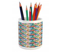 Jungle Nature Flourish Motifs Pencil Pen Holder