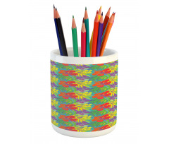 Hawaiian Rainforest Leaves Pencil Pen Holder