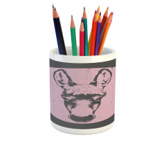 Grunge Look Animal Portrait Pencil Pen Holder