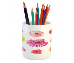 Pink Yellow Flowers Pencil Pen Holder