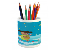 Cartoonish Sky at Night Pencil Pen Holder