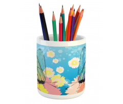 Butterflies on Flowers Pencil Pen Holder