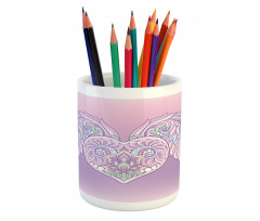 Floral Ornate Heart Pencil Pen Holder