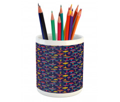 Sixties Inspired Retro Colors Pencil Pen Holder