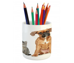 Cat Dog Animal Friends Pencil Pen Holder