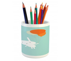 Flying Rabbit Balloons Sky Pencil Pen Holder