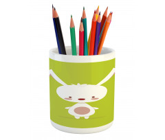 Cartoon Character on Green Pencil Pen Holder