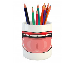 Open Mouth Tongue out Image Pencil Pen Holder