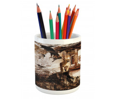 Lion and Hawk Pencil Pen Holder