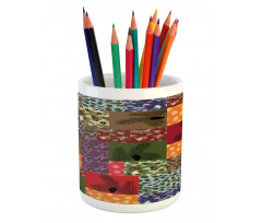 Colorful Pine Squares Art Pencil Pen Holder