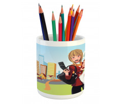 Woman Phone and Her Baby Pencil Pen Holder