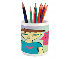 Boy Calling His Mother Pencil Pen Holder