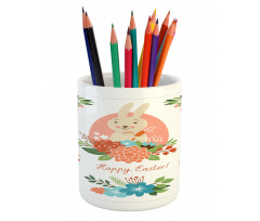 Pastel Bunny Flowers Cartoon Pencil Pen Holder