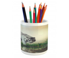 Albino Tiger Near a River Pencil Pen Holder