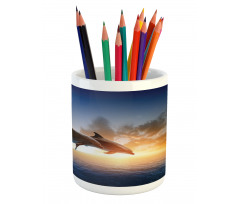 Couple of Dolphins Jump on Sea Pencil Pen Holder