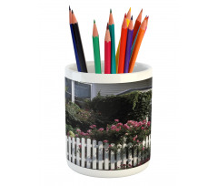 Floral Cozy House Garden Art Pencil Pen Holder