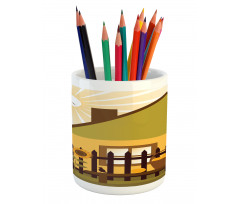 Cartoon House with Garden Pencil Pen Holder