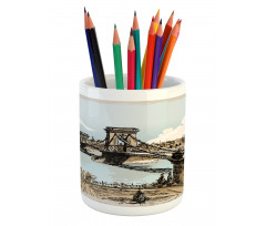 Vintage Sketch Budapest Pencil Pen Holder