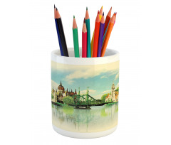 Watercolor Old Budapest Pencil Pen Holder