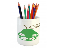 Fruit with Daisy Flower Blooms Pencil Pen Holder