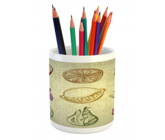 Kiwi Pineapple Grapes Berries Pencil Pen Holder