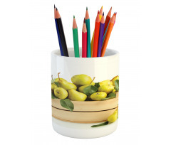 Wooden Basket of Summer Fruit Pencil Pen Holder