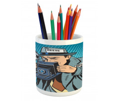 Comic Photographer Man Pencil Pen Holder