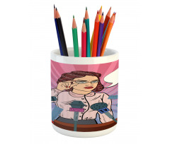 Politician Woman Press Pencil Pen Holder