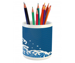 Sea Oriental Waves Pencil Pen Holder