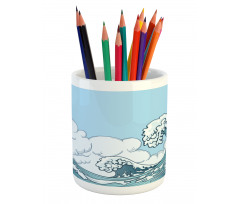 Tsunami Wave Scene Pencil Pen Holder