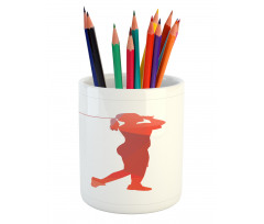 Silhouette of a Woman Player Pencil Pen Holder