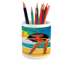 Hawaiian Woman Dancing Pencil Pen Holder