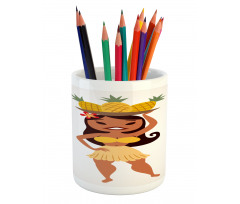 Tropical Girl Pineapples Pencil Pen Holder