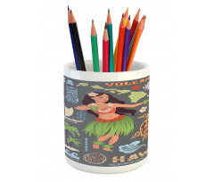 Tribal Aloha Retro Folks Pencil Pen Holder