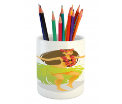 Woman on a Beach Aloha Pencil Pen Holder