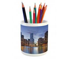 Chicago Riverside at Night Pencil Pen Holder