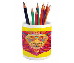 Geometric Lion Face Pencil Pen Holder