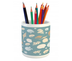 Various Aquatic Seashells Pencil Pen Holder