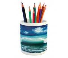 Caribbean Seascape Waves Pencil Pen Holder