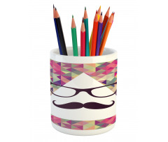 Hipster Mustache Glasses Pencil Pen Holder
