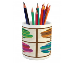 Striped Fall Silhouettes Pencil Pen Holder