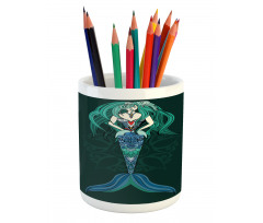 Hand Drawn Mermaid Pencil Pen Holder