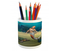 Mermaid Turtle Ocean Pencil Pen Holder