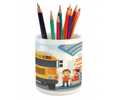 Little Ones at Bus Stop Pencil Pen Holder