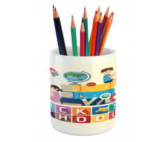 Children Reading Art Pencil Pen Holder