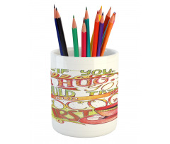 Retro Words About Love to Cocoa Pencil Pen Holder