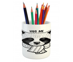 Raccoon with Hug Me Words Pencil Pen Holder