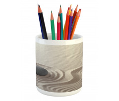 Motifs of Waves on Sand Pebble Pencil Pen Holder